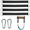 Sikweny 4 Pezzi Cinghie per Amaca e 2 Pezzi Ganci Altalena Fissaggio Altalena 2 Moschettoni e Anelli a D Resistente all'Usura e Durevole Attacco Kit Appeso Fissaggio per Giardino Campeggio