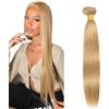 Hxxcoup Straight Bundles Human Hair Extension tessuto capelli Umani Double Weft Brazilian Virgin Human Hair #27 Honey Blonde Minimal Tangle & Shedding For Women 100g/1pc 18 Pollice