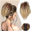 colorful panda Colorfulpanda Corta Coda Capelli Extension dritta con Pinza,Capelli Chignon Finto Lisci Ponytail Claw in Hair Sintetici Coda di Cavallo e Disordinato Pelo arruffato per Donna 28cm,Biondo