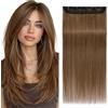 S-noilite Extension Capelli Veri Clip, One Piece Naturali Extension Capelli Veri, Estensioni Dei Capelli Umani Clip, 5 Clips Extension Capelli Clip, 35cm 40g Lino Scuro Extension Capelli #6