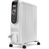 De'Longhi Dragon EasyTronic - Radiatore ad Olio per stanze fino a 75 m³, Stufa Elettrica con Termostato di Sicurezza, 10 Elementi, 12 Livelli di Riscaldamento, Portatile, 2500W, Bianco (TRD51025)