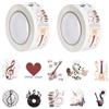 VOSSOT 1000PCS Stickers Musicali, 2 Rotoli di Adesivi Vintage per Scrapbooking, Journal e Sticker Book, Stickers Aesthetic per Kit Scrapbooking, Album Foto e Decorazioni DIY