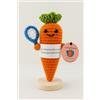 Tanima Nic la Carota Portafortuna-Pupazzo Amigurumi Arancione in Lana- Decorazione da Scrivania con Racchetta da Tennis, Fatto a Mano-idea regalo originale