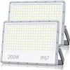 TOPAUBUB Faretto LED da Esterno 200W, Fari a LED da Esterno 20000LM 6500K Bianco Freddo Impermeabile IP67 per Faro Giardino(2 Pezzi)