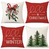 Sungeek Set di 4 Federe per Cuscino Natale Federe Cuscini per Divano Decorativi in Lino Fodere per Cuscini di Natalizi Copricuscini Divano per Decorazioni Natalizie (40x40cm, Red Hello Christmas)