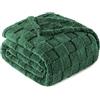 Exclusivo Mezcla Coperta in Pile, Copriletto Leggero e Morbido, 130x150 cm | Copridivano, Usi Multipli, All'aperto, Jacquard a Quadri, Flanella, Traspirante, Tutte le Stagion, Verde Foresta
