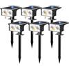 btfarm Set di 6 Lampade Solari per Esterni con Rilevatore di Movimento, 6500K Luce Esterna Potente, 3 Modalità Faretto Solare IP65 Impermeabile Illuminazione, Proiettore Solare per Giardino Sentieri