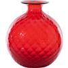 VENINI Vaso Monofiore Balloton Rosso Filo Verde 100.18