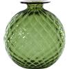 VENINI Vaso Monofiore Balloton Verde Filo Rosso 100.18
