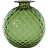 VENINI Vaso Monofiore Balloton Verde Filo Rosso 100.29