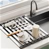 AYYDS Scolapiatti per lavello, pieghevole, in acciaio inox, per cucina, scolapiatti, resistente al calore (45 x 32,5 cm)