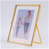 LEEMASING Cornice portafoto galleggiante, in metallo e vetro, da tavolo, per San Valentino, matrimonio, casa o ufficio, adatta per foto da 13 x 17 cm (oro, 13 x 17 cm)