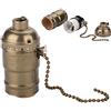 Nimomo Lampada da Tavolo in Alluminio, Attacco E27, Base in Rame Anticato, con Chiusura Lampo, Lampada da Scrivania, Attacco a Vite (Bronzo)
