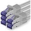 1aTTack.de Cat.7 Cavo di Rete 1,5m - Grigio - 5 Pezzi - Ethernet LAN Cat.7 SFTP PIMF LSZH Spina RJ45 Cat6a 10 Gbit s