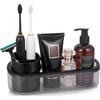 Ayswupt Portaspazzolino nero per bagno, vassoio da bagno rimovibile per uomo, porta spazzolino elettrico, organizer per piano di lavoro del bagno, contenitore per dentifricio per spazzolino da denti,