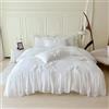 SOUKECHY Chic Lace Bedding, set copripiumino estetico per ragazze, romantico stile principessa francese con volant con grazioso fiocco con chiusura a cerniera, bianco, doppio