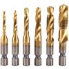 Broco Punte Trapano, 6 pezzi filettatura metrica M3-M10 trapano HSS rivestito in titanio e punte da rubinetto 1/4codolo esagonale per legno plastica alluminio rame codolo set di punte