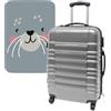 WELL HOME MOBILIARIO & DECORACIÓN Set di valigie 64 x 45 x 28 cm con custodia protettiva 'Cutie Cat', multicolore, Valigie con 4 ruote e custodia protettiva