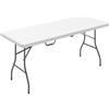 Outsunny Tavolo da Giardino Pieghevole con Maniglia, Acciaio e Plastica, 180x74x74 cm, Bianco