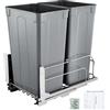 VEVOR Pattumiera Estraibile, 56,8 L x 2, Doppio Contenitori per Rifiuti da Cucina Sottotop, Cestino per la Raccolta Differenziata, con Kit Porta e Chiusura Ammortizzata per Mobili da Cucina, Grigio