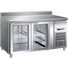 FORCAR-FREDDO G-GN2200TNG - Banco Tavolo Ventilato Inox con Alzatina Temp. -2/+8 °C 3 Porte a Vetro