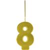 Bigiemme Candela Magic Number Nr. 8 doppio Uso: Scintillante e Fiamma H 6,8 Cm Oro