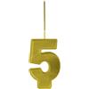 Bigiemme Candela Magic Number Nr. 5 doppio Uso: Scintillante e Fiamma H 6,8 Cm Oro