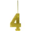 Bigiemme Candela Magic Number Nr. 4 doppio Uso: Scintillante e Fiamma H 6,8 Cm Oro