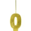 Bigiemme Candela Magic Number Nr. 0 doppio Uso: Scintillante e Fiamma H 6,8 Cm Oro