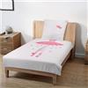 HOMELEVEL Set Lenzuola Letto Singolo - Coperta Trapuntata Singola 135x200 cm Federa Cuscino 80x80 cm - Biancheria Letto Bambini Bambine - Disegno Ballerina tutù Corona - Rosa Bianco