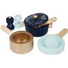 Le Toy Van Gioco educativo set pentola e padelle per bambini dai 2 anni, in legno certificato FSC, giocattoli ecologici, Montessori, 7 pezzi, set da cucina, senza plastica