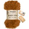 Halbach Seidenbänder Morbida lana da lavorare a maglia, gomitolo da 50 g, larghezza: 1 cm, filato di pelliccia sintetica per fai da te, colore: caramello