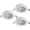 Eglo Set da 3 faretti LED da incasso Favazzina, spot rotondi da soffitto, faretti piatti in metallo bianco, con lampadine GU10, luce calda, Ø 8,8 cm
