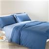 Caleffi 45370 Cotone Bicolor Completo Copripiumino per Matrimoniale Letto, Avio