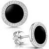 MATERIA by Matthias Wagner - Orecchini da donna in argento 925, con pietre preziose, con zirconi, Argento, Onice
