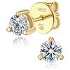 MomentWish Moissanite Orecchini Oro,1 Carato/5mm Orecchino Punto Luce Brillante Uomo Argento Diamante Donna Anallergici Regalo-3 Prong