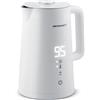Berdsen Bollitore in acciaio inox, 1,7 l, capacità a scelta della temperatura, funzione di mantenimento del caldo, 2200 Watt, doppia parete, base piroette, fornello per acqua, silenzioso, bianco
