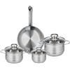 Fackelmann ELO 9867450 - Set di 1 padella da 24 cm e 3 pentole, 12, 14 e 16 cm, Elo Profi lucido, acciaio inox, induzione 9867450