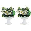 Nuptio Vaso Bianco per Centrotavola Matrimonio - 2 Pezzi 16.4cm Altezza Fiori Metallo Tromba Vasi Centrotavola per Tavoli Matrimonio - Piccola Urna Fioriera per Feste Compleanno Decorazioni Soggiorno