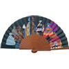 Tusitala Barcelona Ventaglio spagnolo Meninas - Legno e cotone - 23 cm - Custodia in yute natural - Accessorio moda - Fatto a mano in Spagna - Eventi e regali - Collezione Fansofart - Tusitala Barcelona