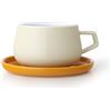 Viva Scandinavia Tazza da caffè in porcellana con piattino e manico, 0,3 l, colore: Crema