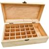Anktily Scatola Organizzatore di Stoccaggio in Legno Non Rifinita con 25 Scomparti e Coperchio, 27,5 x 15 x 10,5 cm, Scatola per Piccoli Ricordi, Gioielli, Porta Bustine di Tè