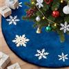 Lanpn Albero di Natale Gonna Copertura di Base Velluto Pannello Esterno Extra Grande Fiocco di neve Ricamati Copertura della Base per Albero di Natale Decorazione Natalizia (Blu, 150cm)