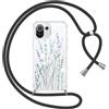 Yoedge Cover con Cordino per Xiaomi Mi 11 Lite 6,55, Trasparente Aesthetic Disegni Fiori Custodia con Collana Tracolla Laccio Collo, Sottile TPU Bumper Silicone + PC Antiurto Protettiva Case,01