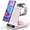 NeotrixQI Caricatore Wireless Con Orologio Digitale per Samsung Galaxy S25 Ultra, Stazione di Ricarica Wireless per Galaxy Watch Ultra 8/7/6, Caricatore Wireless per S24 Ultra Z Fold 6/Z Flip 6,Galaxy Buds 2