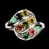egemdiamond Anello in argento sterling 925 con tormalina rotonda multicolore 3 mm con sme...