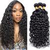 Shoaiye Human Hair Bundles Water Wave Capelli Veri Tessitura Unprocessed Remy Machine Weave 3 Extensions Double Weft Color Natural Black 28 28 28 Inch