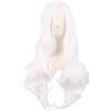 MapofBeauty 28 Pollice Lungo Ondato Curly Parrucca Capelli,Bianco