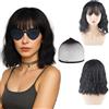 MUNSKT Set da 4 Pezzi: Parrucca Nera Corta con Frangia, Include Rete per Capelli, Occhiali da Sole e Collana - Perfetta per Feste, Cosplay, Costumi Storici e Uso Quotidiano
