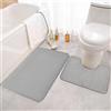 RUCUDIM Set di 2 tappetini da bagno in microfibra, antiscivolo e tappetino per WC con scollatura, lavabile, set di piccoli tappetini da bagno, per bagno, WC indipendenti, 50 x 80 + 50 x 40 cm, grigio